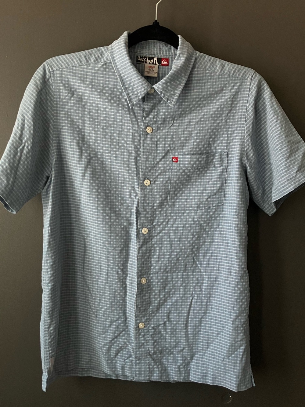 Vintage Y2K Quicksilver Button-Down Shirt Blue Short Sleeves Teens 2000s Skater